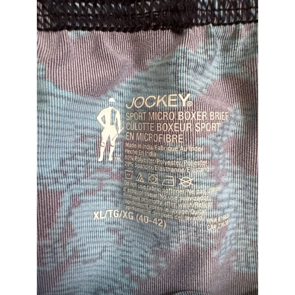 Jockey Mens Sport Micro Boxer Briefs 4 Pack XL 40-42 Blue Teal Grey  Print